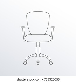 Office chair line icon. Business furniture outline sign. Vector illustration.