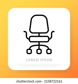 Office chair line icon. Sit, comfortable, work, computer, table, soft, new, comfort, employee, director. Furniture concept. Vector line icon for Business and Advertising.