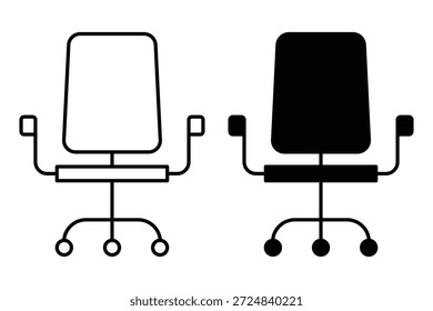 Línea de silla de oficina e icono sólido. Icono de la silla de la oficina en icono simple. Pictograma de icono de silla de oficina en estilo de contorno de moda.