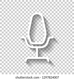 Office chair, linear outline business icon. White icon with shadow on transparent background