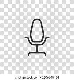 Office chair, linear outline business icon. Black symbol on transparency grid