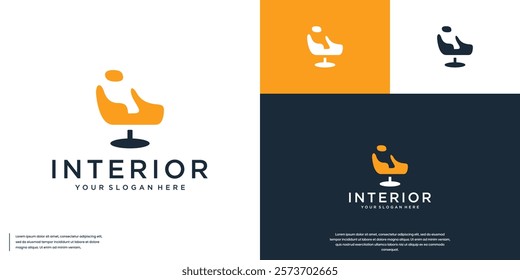 office chair logo, comfort, industrial quality, graphic design template.