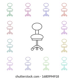 Office chair multi color style icon. Simple thin line, outline vector of furniture icons for ui and ux, website or mobile application