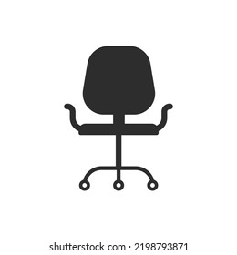Office chair on wheels icon. Monochrome black and white symbol