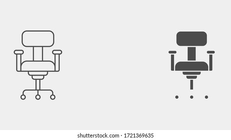 Office chair outline and filled vector icon sign symbol