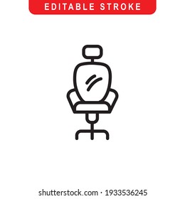 Office Chair Outline Icon. Office Chair Line Art Logo. Vector Illustration. Isolated on White Background. Editable Stroke