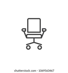 Office Chair Outline Icon. Linear Style Sign For Mobile Concept And Web Design. Ergonomic Armchair Simple Line Vector Icon. Symbol, Logo Illustration. Pixel Perfect Vector Graphics