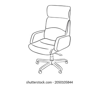 Office chair painted in doodle style with a black outline. Office chair isolated on a white background