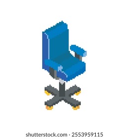 office chair pixel art, vector illustration on isolated background.