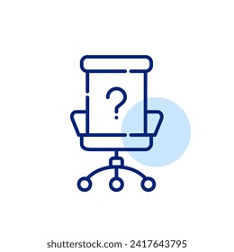 Office chair with question mark. Vacancy ad. Pixel perfect, editable stroke icon