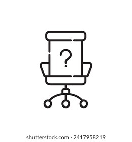 Office chair with question mark. Vacancy ad. Pixel perfect, editable stroke icon