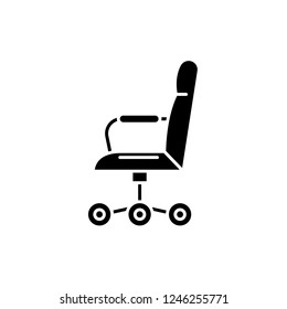 Office chair from the side black icon, vector sign on isolated background. Office chair from the side concept symbol, illustration 