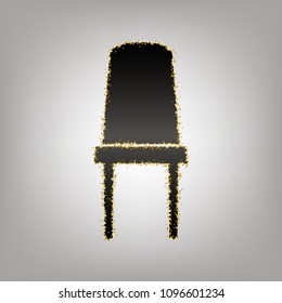 Office chair sign. Vector. Blackish icon with golden stars at grayish background.