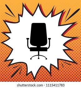 Office chair sign. Vector. Comics style icon on pop-art background.
