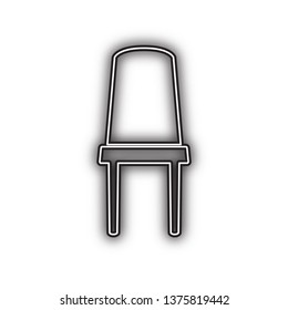 Office chair sign. Vector. Double contour black icon with soft shadow at white background. Isolated.