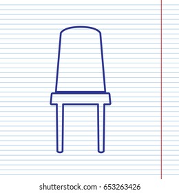Office chair sign. Vector. Navy line icon on notebook paper as background with red line for field.