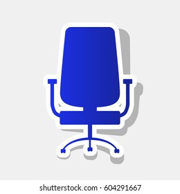 Office chair sign. Vector. New year bluish icon with outside stroke and gray shadow on light gray background.
