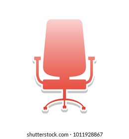 Office chair sign. Vector. Reddish icon with white and gray shadow on white background. Isolated.