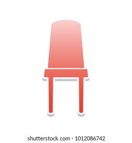 Office chair sign. Vector. Reddish icon with white and gray shadow on white background. Isolated.