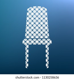 Office chair sign. Vector. White textured icon at lapis lazuli gradient background.