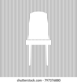 Office chair sign. Vector. White icon on grayish striped background. Optical illusion.