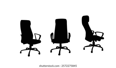 Office Chair Silhouette Isolated on White. Furniture and work tools concept vector art