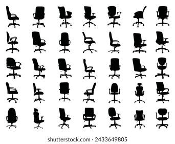 Office chair silhouette vector art white background