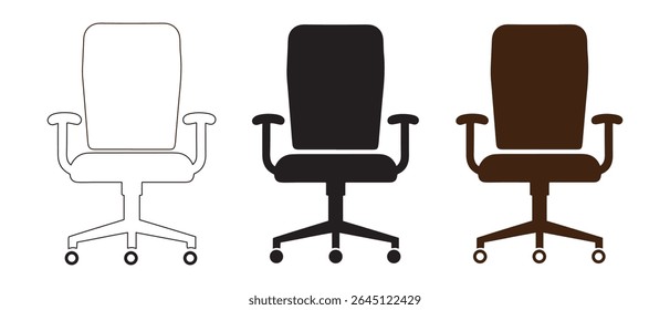 office chair silhouette vector illustration black and white background.
