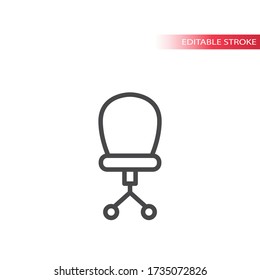 Icono de vector de línea delgada simple de la silla de Office. Trazo editable.