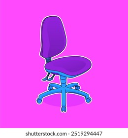 Office Chair Simple Vector with Purple and Blue Color with Pink Background