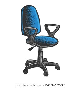 office chair sketch hand drawn color engraving vector illustration. T-shirt apparel print design. Scratch board imitation. Black and white hand drawn image.