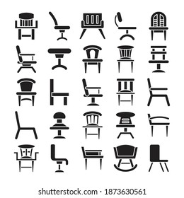 office chair and sofa icons glyph design