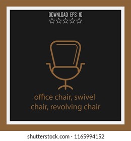 office chair, swivel chair, revolving chair vector icon