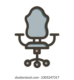Office chair Thick Line Filled Colors For Personal And Commercial Use.

