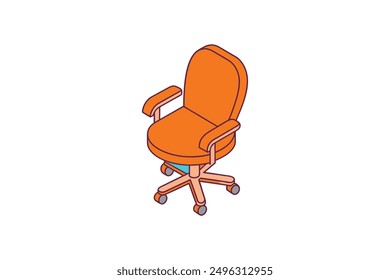 Office chair vector: cartoon clipart and line art design, perfect for digital products