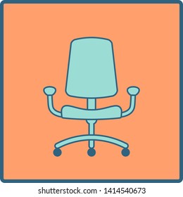 Office chair vector flat icon in a square frame on color background