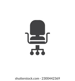 Icono vectorial de la silla de Office. signo plano relleno para concepto móvil y diseño web. Icono de glifo de silla de computadora. Símbolo, ilustración del logotipo. Gráficos vectoriales