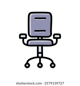 Office chair vector icon, filled line design editable stroke