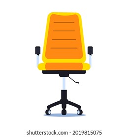 Office chair vector icon. Flat vector illustration of an empty office desk chair front view.