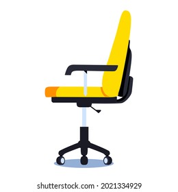 Office Chair Vector Icon. Flat Vector Illustration Of An Empty Office Desk Chair Side View.