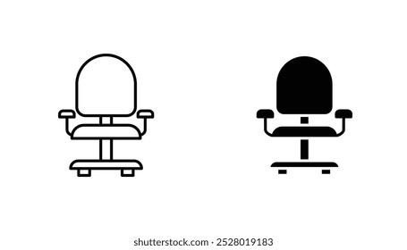 Office chair vector icon set in black and white color.