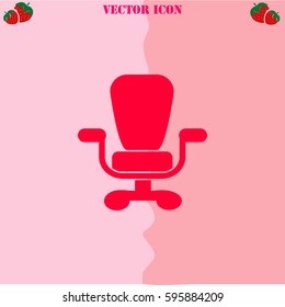Office chair vector  icon. Strawberry Background.