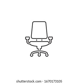 Office Chair Vector Line Icon On White