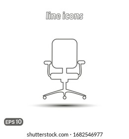 Icono lineal vectorial de silla de oficina. Símbolo sobre fondo blanco. Icono plano moderno para el diseño de sitios web, logotipo, aplicación, interfaz de usuario. Vector EPS10