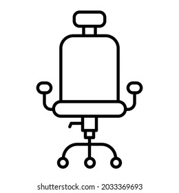 Office Chair Vector Outline Icon Isolated On White Background
