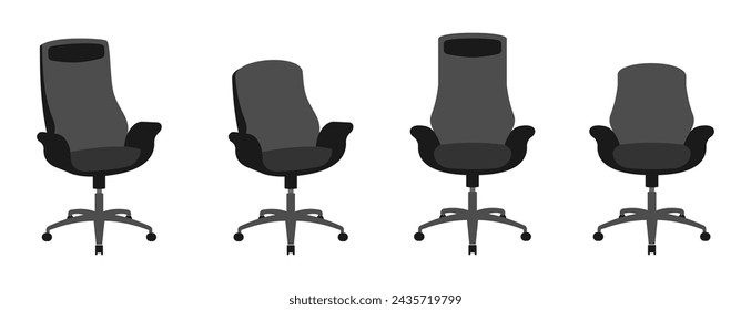 office chair vector set. flat design illustration isolated on white background.