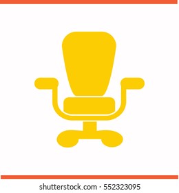 Office chair vector yellow icon on white background. Office chair symbol stock bitmap illustration. Business picture.