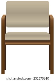 Office chair for visitors with a wooden frame. Vector illustration.