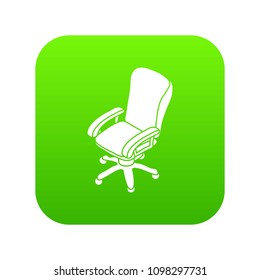 Office chair wheel icon green vector isolated on white background