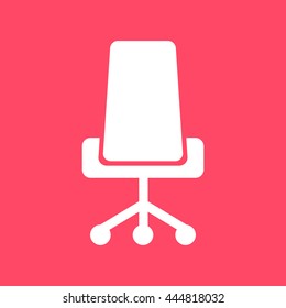 Office Chair white icon on magenta color background. Eps-10.